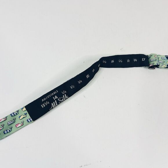 Vineyard Vines for Kentucky Derby 100% Silk Bowtie 13 3/4-17 1/2 Green Whales - Picture 2 of 3